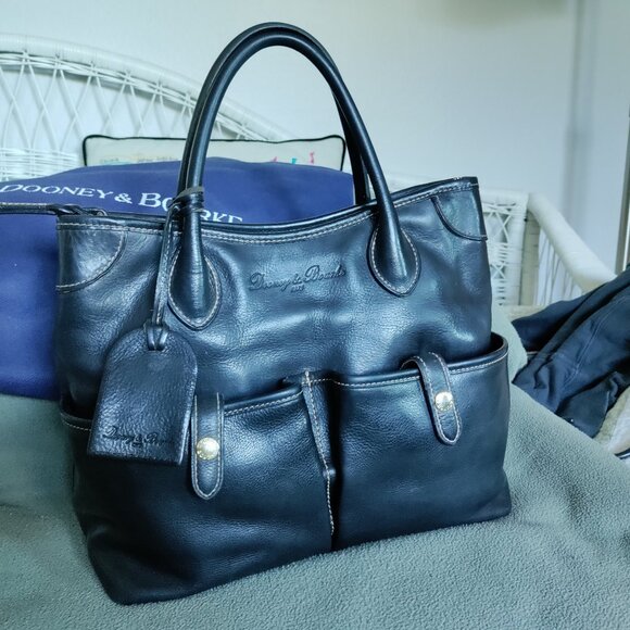 Dooney & Bourke Large Black Florentine Vacchetta Leather East/West Satchel - Picture 1 of 14